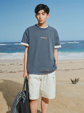 Men's Navy Loose-Fit T-Shirt with 3D Embroidery